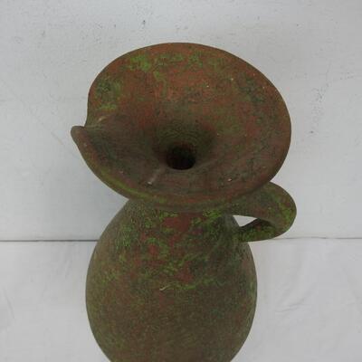Decorative Vase/Pitcher/Jug Green/Brown/Orange w/ Small Handle