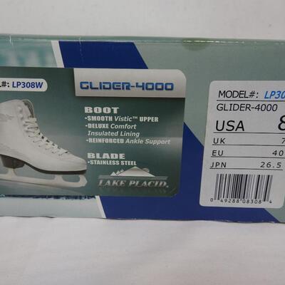 Women's White Ice Skates, Glider 4000  size 8. Excellent Condition with Box