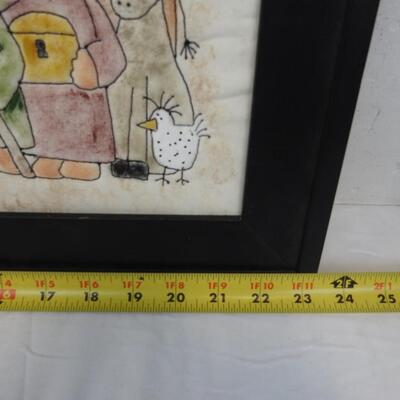 Stitched & Framed Nativity Scene, Primitive Style, Religious Holiday Decor