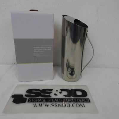 MoDRN Industrial Stainless Steel Asymmetrical Mirrored Water Pitcher. Used