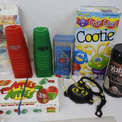 14pc Games, Puzzle, Stacking Cups, Checkers, Yahtzee, Apples to Apples, Old Maid