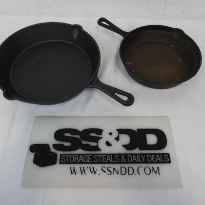 2 pc Ozark Trail Cast Iron Pans 8" & 10" Used