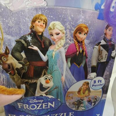9 pc Kids Toys: Doll, Carrier, Horses, Sunglasses, Frozen Puzzle, Keyboard, Car