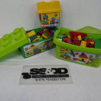 2 Boxes of LEGO Duplo, 1 Box of MEGA BLOCKS