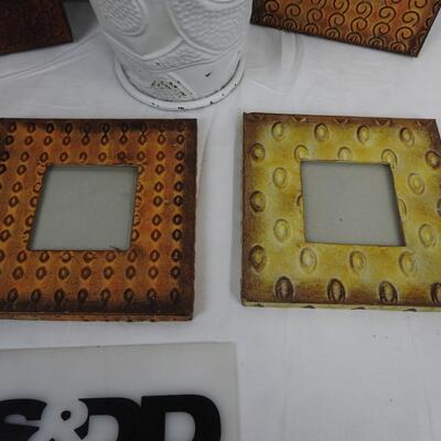 6 pc Metal Decor: 5 Frames & 1 Planter/Vase