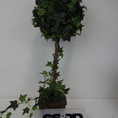 34" Faux Tree, Wooden Planter, Wobbly