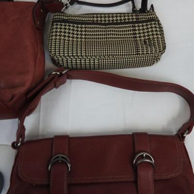 7 Purses, Reds, Tans, Browns: Kenneth Cole, Lauren, "Gucci"