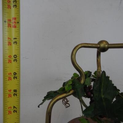 Metal 2 Tier Plant Pot Holder with Faux Grape VInes