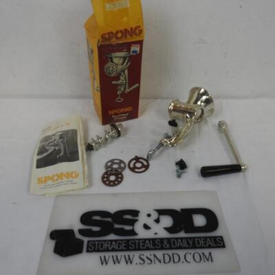 SPONG Metal Food Meat Chopper with Box, Vintage