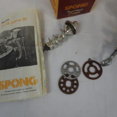 SPONG Metal Food Meat Chopper with Box, Vintage