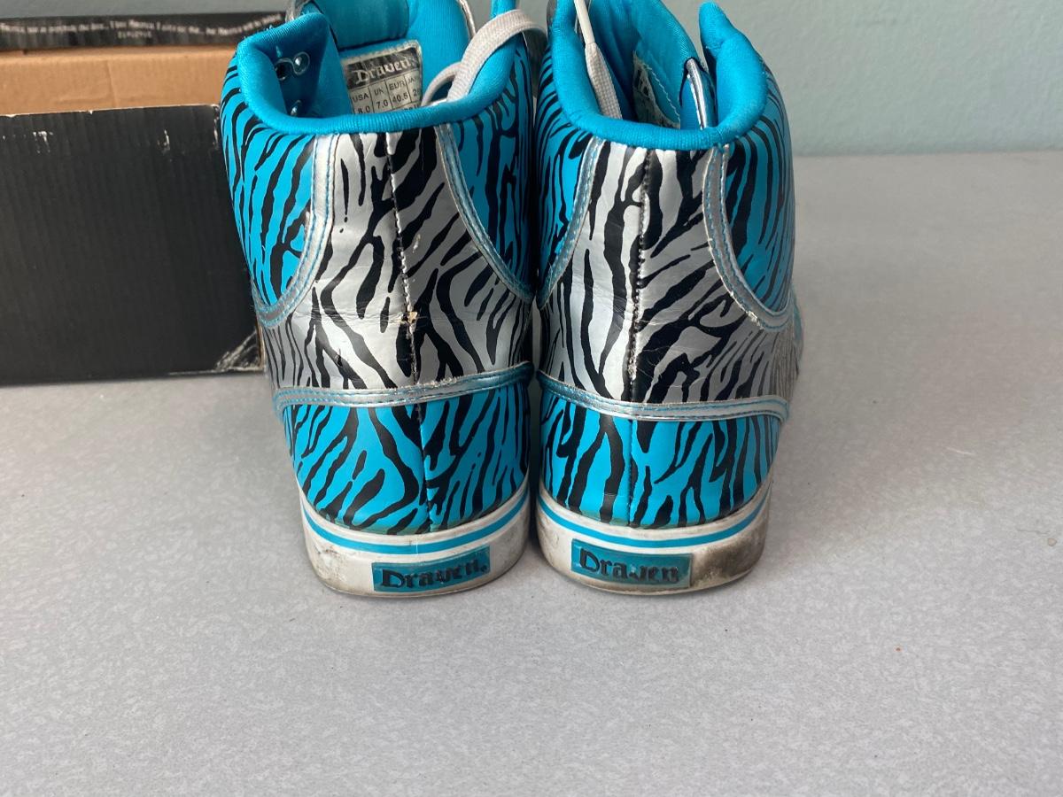 Funky Turquoise Silver Metallic Zebra Print High Top Shoes Draven Size 8 |  EstateSales.org