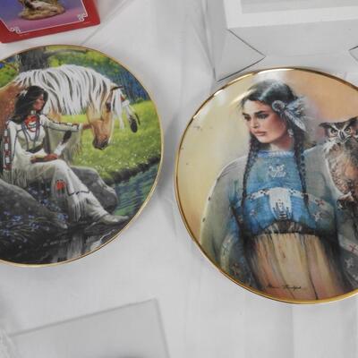 7 pc Decor: Native American Decorative Plates, Candle Holder, Vase