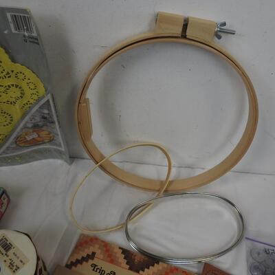 Craft Lot: Ribbon, Magic Art Reproducer, Magazines, Embroidery Hoops