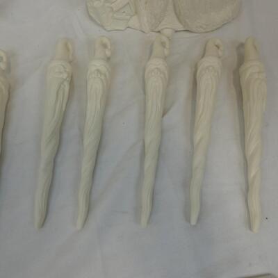 White Ceramic Christmas: Ten Santas with Beards, Reindeer, Big Santa with Torch