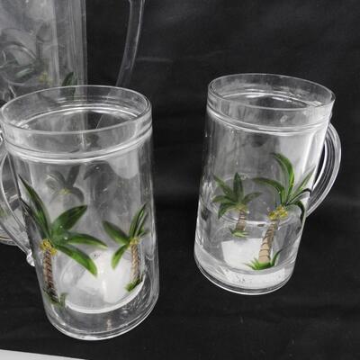 3 Crystal Palm Frosty Mug with Water Inside, Large Crystal Palm Pitcher