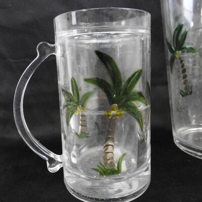 3 Crystal Palm Frosty Mug with Water Inside, Large Crystal Palm Pitcher