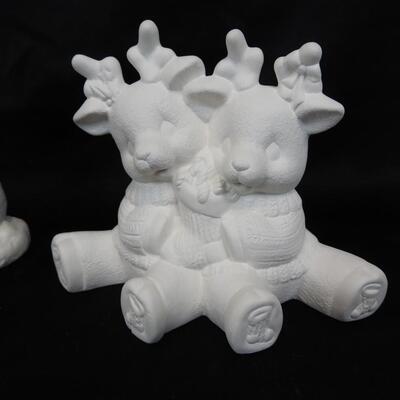 3 pc Ceramics, Old World Santa, Snowman, Reindeer