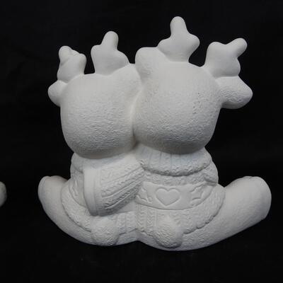 3 pc Ceramics, Old World Santa, Snowman, Reindeer