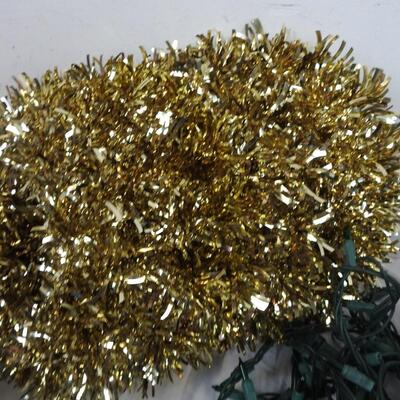 16+ Christmas Lot: Golden Wreaths, Lights, Decor Balls, Ornaments