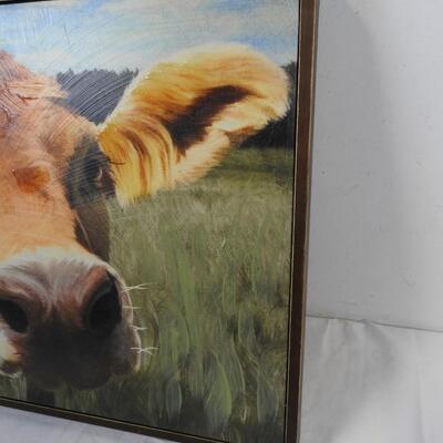 Framed Cow Painting, 19" x 25"