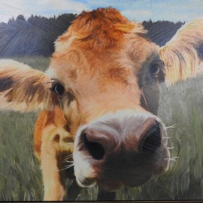 Framed Cow Painting, 19" x 25"