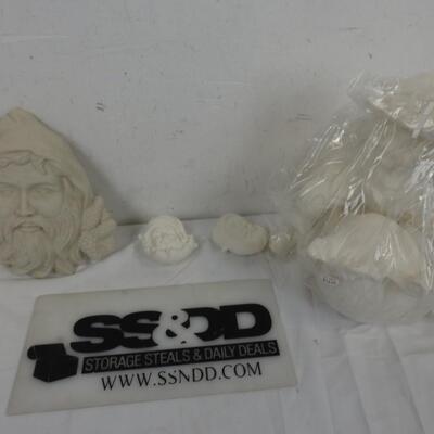4 pc Ceramics, Old Ward Santa's, 1 Greenware, 2 small Ornaments