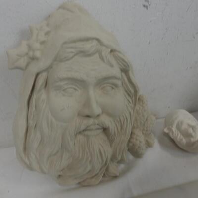 4 pc Ceramics, Old Ward Santa's, 1 Greenware, 2 small Ornaments