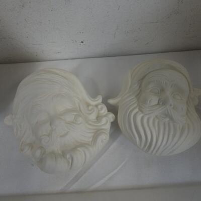 4 pc Ceramics, Old Ward Santa's, 1 Greenware, 2 small Ornaments