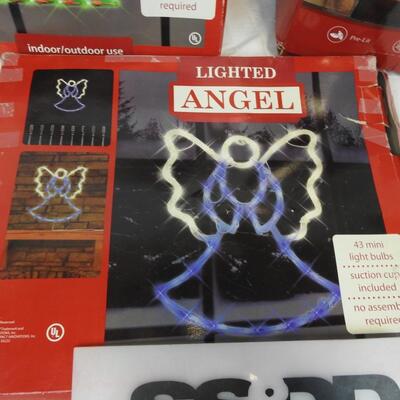 One Lighted Santa, One Lighted Angel, 2 Set Garland with Prelit Lights