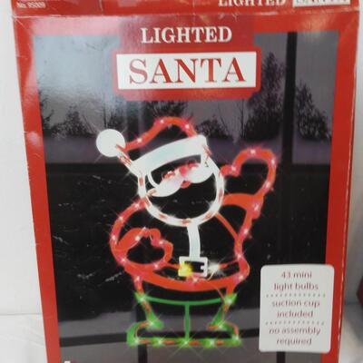 One Lighted Santa, One Lighted Angel, 2 Set Garland with Prelit Lights