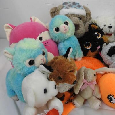 Lot of Stuffed Animals, Watermelon, Tigers, Sloths, Turtle