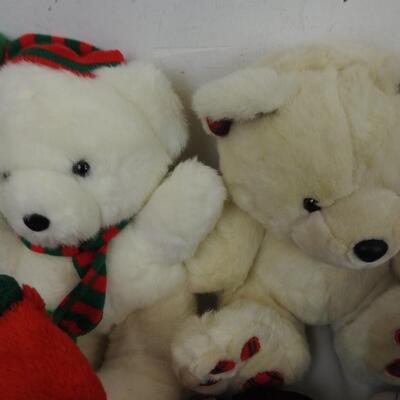 Lot of Stuffed animals, Chinchilla, Christmas Bears, Santas