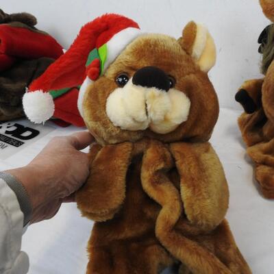 7 Stuffed Animal Xmas Stockings: 3 styles,  5 Bear and 2 Moose.