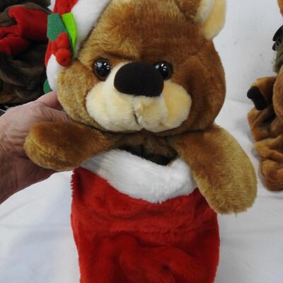 7 Stuffed Animal Xmas Stockings: 3 styles,  5 Bear and 2 Moose.