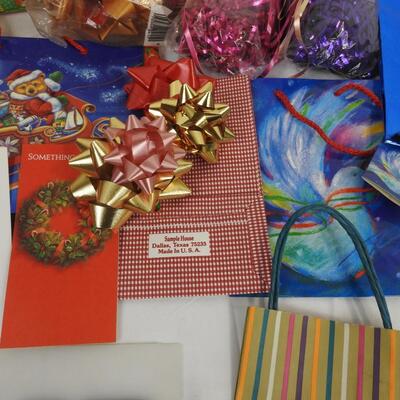 Christmas Cards and Decor: Bows, Shiny Shred, Gift Bags