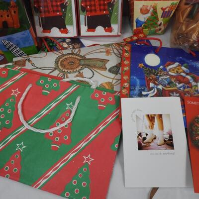 Christmas Cards and Decor: Bows, Shiny Shred, Gift Bags
