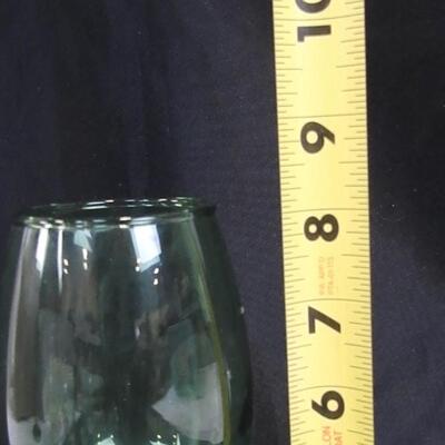 Christmas Themed Glassware, 2 Green Wine Classes, 5 Glass Mugs, Holiday Decor