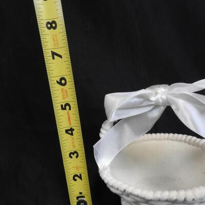 4 Basket Shaped Decorations, Two with Ribbons, Cream Colored