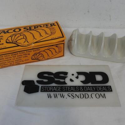 Taco Server, White Ceramic, with Box