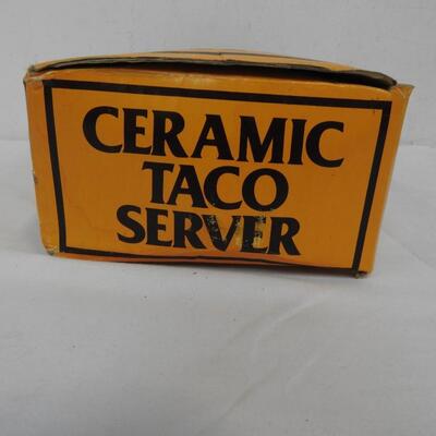 Taco Server, White Ceramic, with Box