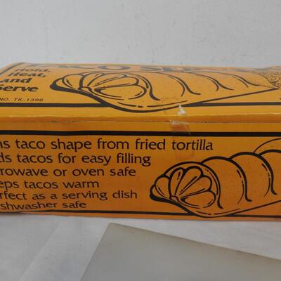 Taco Server, White Ceramic, with Box