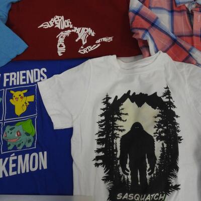 7 Kids Shirts Size Small, 5-7: Pokemon, Star Wars, Toy Story, Mario, Sasquatch