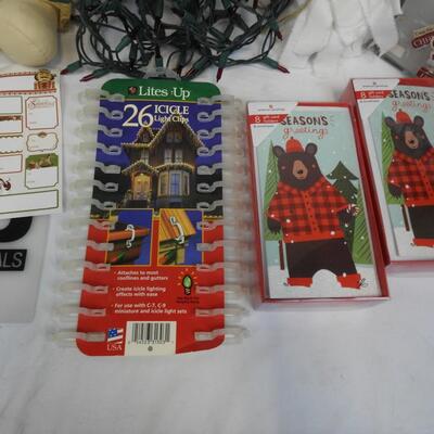43+ Lot of Christmas Holiday Decor: Ribbons, Cloth Napkins, Greeting Cards