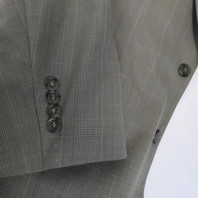 4 pc Men's Dress Clothing, 2 pc Gray Suit, Navy Jacket, Tan Jacket 38S & 40S
