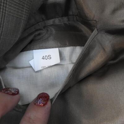 4 pc Men's Dress Clothing, 2 pc Gray Suit, Navy Jacket, Tan Jacket 38S & 40S