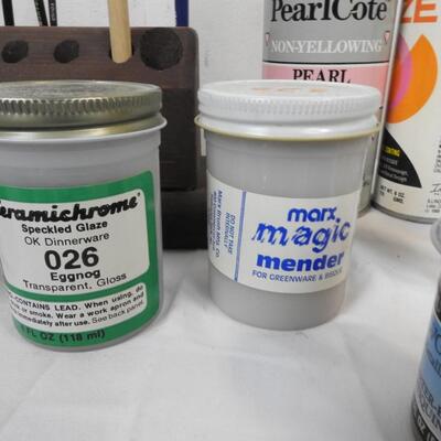 Lot of Paints and Brushes, Acrylic Paint