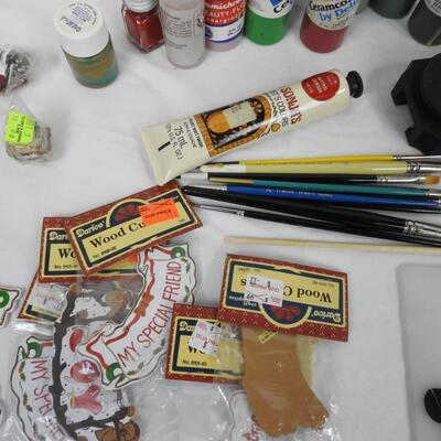 Lot of Paints and Brushes, Acrylic Paint