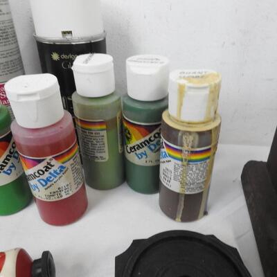 Lot of Paints and Brushes, Acrylic Paint