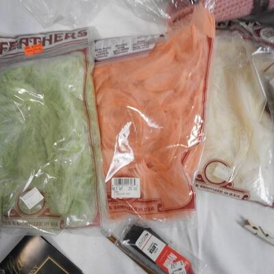 Craft Lot: Assorted Ribbon and Fabric, Eyelet Lace, Glitter Pen, Tracing Pad