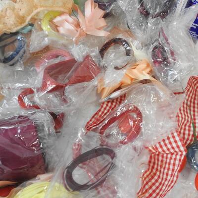 Craft Lot: Assorted Ribbon and Fabric, Eyelet Lace, Glitter Pen, Tracing Pad